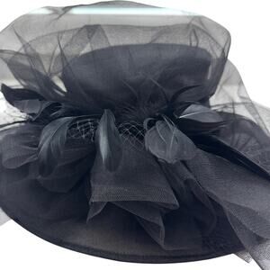 Saferin Black Organza Derby Church Tea Party Classy Statement Hat Women's O/S